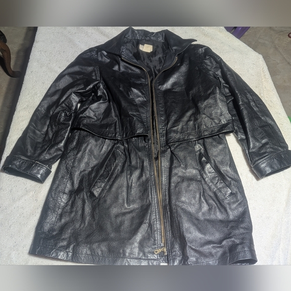 Venezia Jackets & Blazers - Venezia Black Genuine Leather Jacket Size 14W